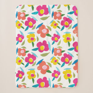 Cobertor Sherpa Florais brilhantes em branco