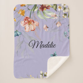 Cobertor Sherpa Florais de Aquarela da década de 1600, carrinho de