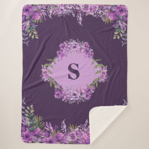 Cobertor Sherpa Florais Roxo Berinjela Personalizados