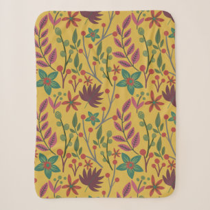 Cobertor Sherpa Florais, sem costura, flores amarelas