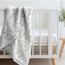 Floral Alfabeto ABC Fleece Blanket