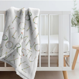 Cobertor Sherpa Floral Alfabeto ABC Fleece Blanket