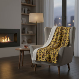 Cobertor Sherpa Floral Amarelo abstrato Geométrico