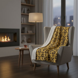 Cobertor Sherpa Floral Amarelo abstrato Geométrico