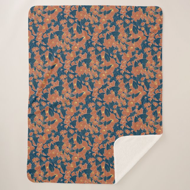 Cobertor Sherpa Floral Autumal Sherpa Blanket - Decoração de Queda (Frente)