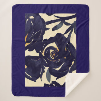 Cobertor Sherpa Floral azul profundo