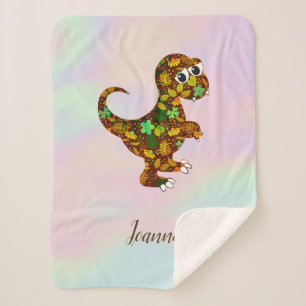 Cobertor Sherpa Floral Baby Dinosaur