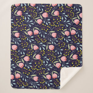 Cobertor Sherpa Floral Bonito: Padrão Colorido De Flores.