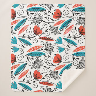 Cobertor Sherpa Floral colorido: padrão contínuo vibrante.