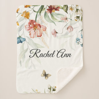 Cobertor Sherpa Floral de Aquarela, Pequeno Rolha