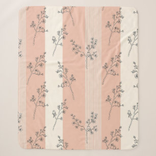 Cobertor Sherpa Floral de Pássaro Vintage em Listra Toile (13)