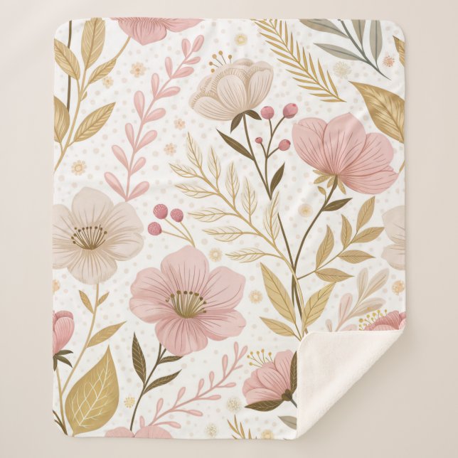 Cobertor Sherpa Floral Dream Mosaic – Seamless Artistic Bloom  (Frente)