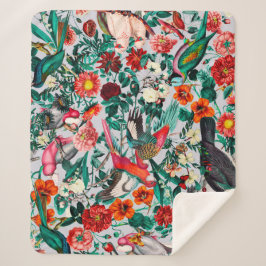 COBERTOR SHERPA FLORAL E AVES XIV-II