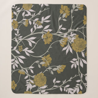 Cobertor Sherpa Floral elegante: design de padrão de colheita.