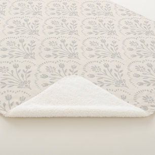Cobertor Sherpa Floral Escamado Cinza Suave Atentuado Impressão em