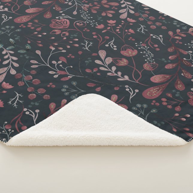 Cobertor Sherpa Floral Escandinava Arte Folclórica Sem Olhos Ela (3/4)