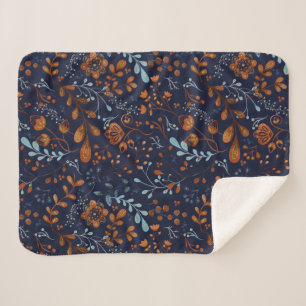 Cobertor Sherpa Floral Escandinava Arte Folclórica Sem Olhos Ela