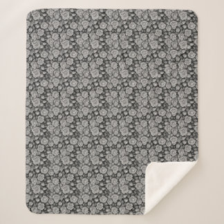 Cobertor Sherpa Floral Escura Preto Cinza Rosas Estética
