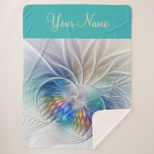 Cobertor Sherpa Floral Fantasy, Colorida Abstrato Flower Name