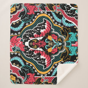 Cobertor Sherpa Floral Indiano: Papel de Parede Sem Costura Vintag