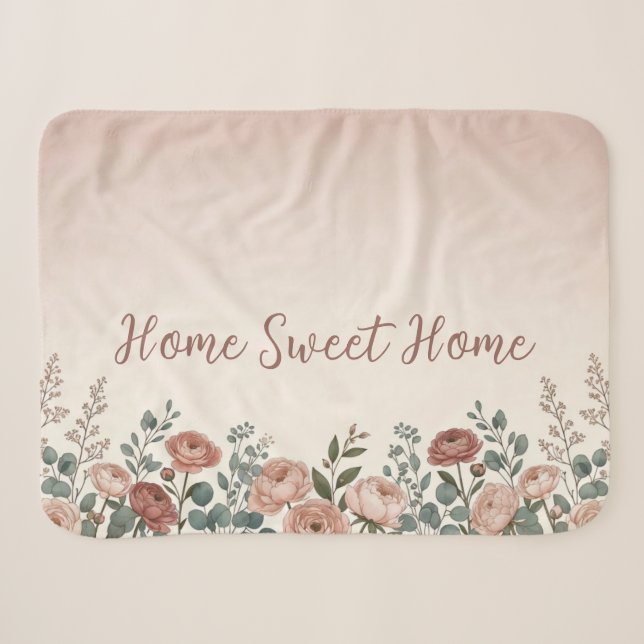 Cobertor Sherpa Floral Lar Doce Lar (Frente (Horizontal))