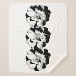Cobertor Sherpa Floral Mínimo Preto e Branco Sherpa Blanket