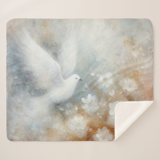 Cobertor Sherpa Floral Pombo de Casamento (Frente (Horizontal))