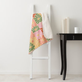 Cobertor Sherpa Floral Retro Groovy