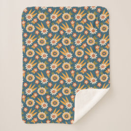 Cobertor Sherpa Floral Retro Groovy 