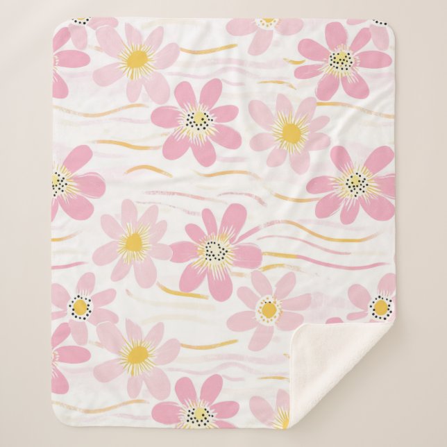 Cobertor Sherpa Floral Retro Pastel (4) (Frente)