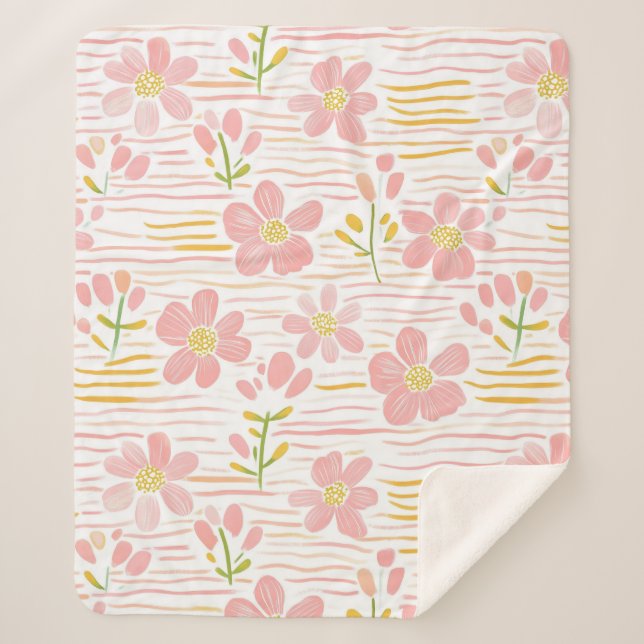 Cobertor Sherpa Floral Retro Pastel (6) (Frente)