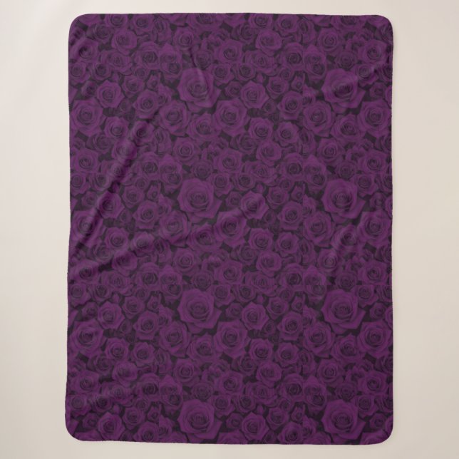 Cobertor Sherpa Floral Rosa Roxo Aconchegante (Frente)