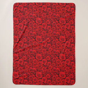 Cobertor Sherpa Floral Rosa Vermelho