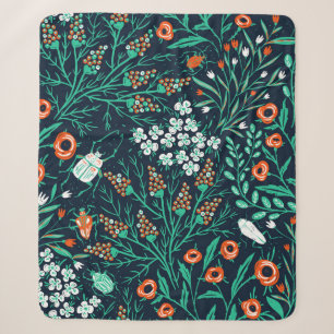 Cobertor Sherpa floral seamless pattern with summer blooms and co