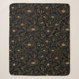 Cobertor Sherpa Floral Sem Costura Luxuosa Elegante