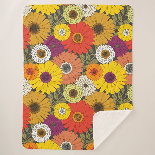 Cobertor Sherpa floral vintage (Frente)