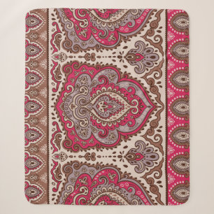 Cobertor Sherpa Floreal paisley, padrão étnico de mandala.