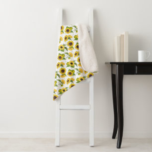 Cobertor Sherpa Flores amareladas girassol floral fofo