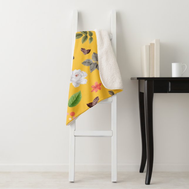 Cobertor Sherpa Flores Amarelas e Rosas Brancas 10 (In Situ)