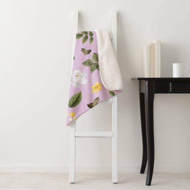 Cobertor Sherpa Flores Amarelas e Rosas Brancas 5 (In Situ)