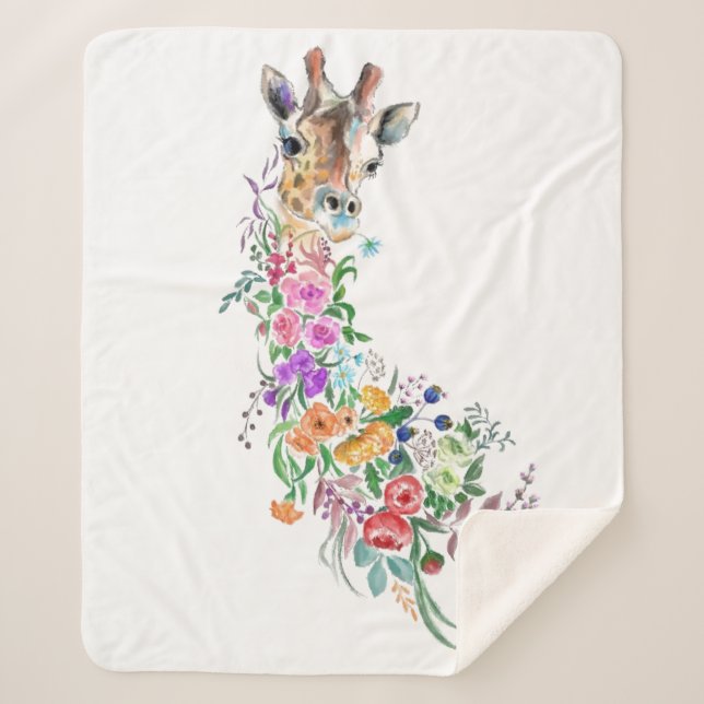 Cobertor Sherpa Flores Buquê Girafa Sherpa Blanket (Frente)