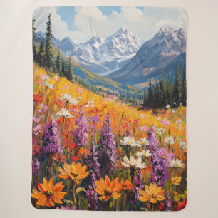 Cobertor Sherpa Flores Cênicas e Montanhas de Belas Artes