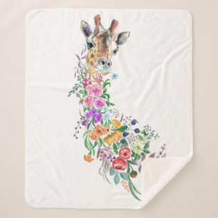 Cobertor Sherpa Flores Coloridas Buquê Girafa - Floral de Desenho