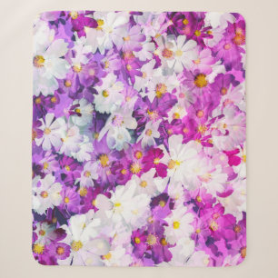 Cobertor Sherpa Flores Cosmos: fundo cor-de-rosa floral