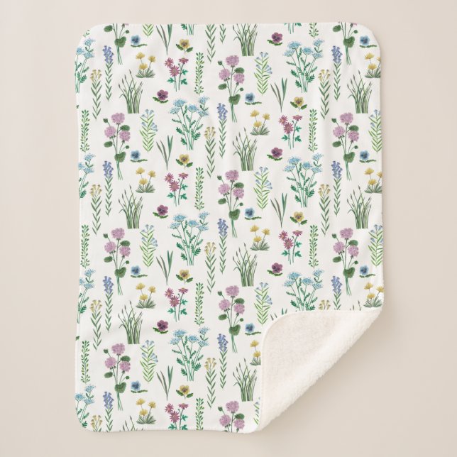Cobertor Sherpa Flores de Campo Floral | Sherpa Blanket (Frente)