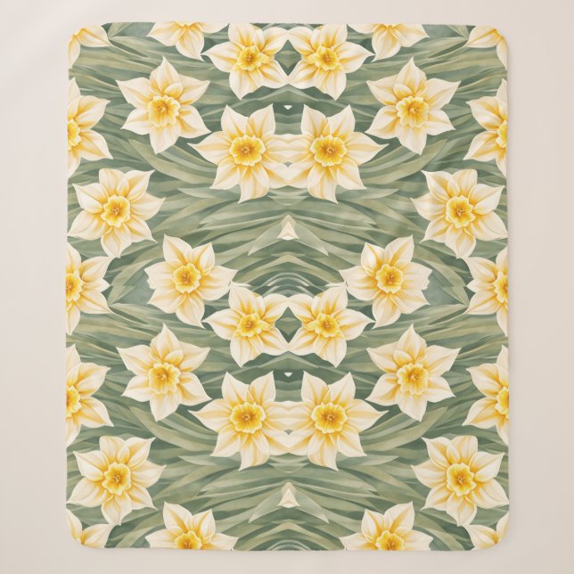 Cobertor Sherpa Flores De Daffodil Padrão Floral (Frente)