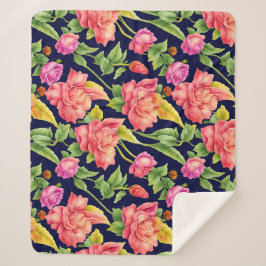 Cobertor Sherpa Flores de Dedos com Padrão Floral