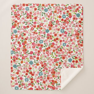 Cobertor Sherpa Flores de pequena escala, estilo calico, moto sem 