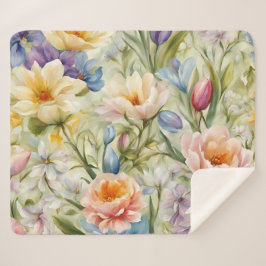 Cobertor Sherpa Flores de primavera sofisticadas e refinadas. Pint