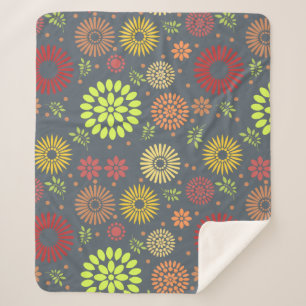 Cobertor Sherpa Flores de queda coloridas em tons quentes